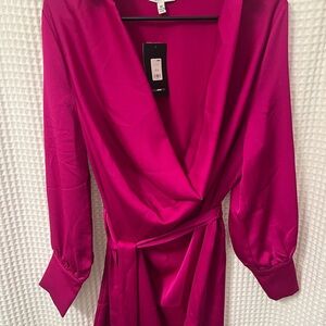 Elegant Fuchsia Wrap Dress